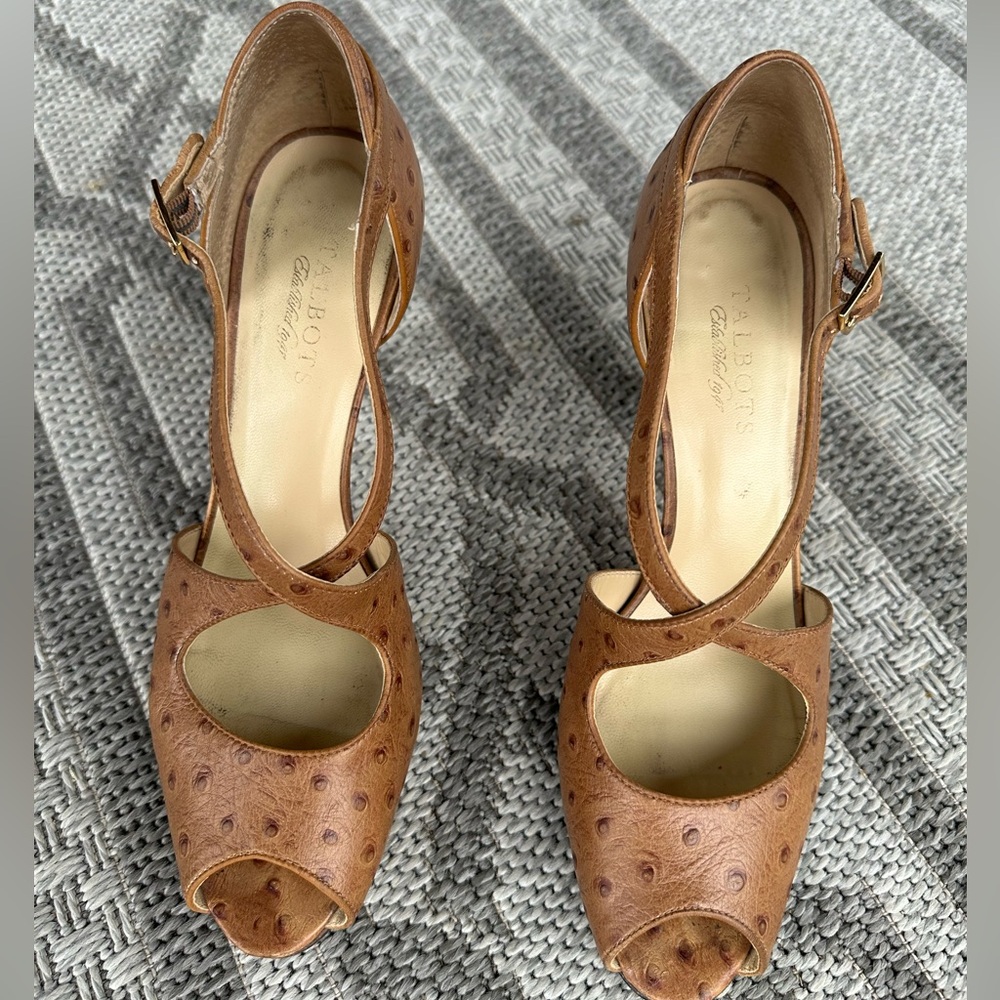 Talbots Ostritch Leather Platform Heels